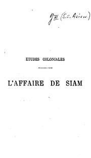 Cover of: L'affaire de Siam, 1886-1896