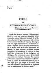 Cover of: Étude sur l'ethnographie de l'Afrique by 