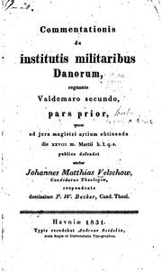 Cover of: Commentationis de institutis militaribus Danorum, regnante Valdemaro Secondo ...