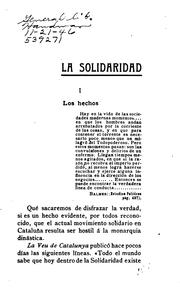 Cover of: Cataluña: La solidaridad, la monarquía, el regionalismo: impresiones