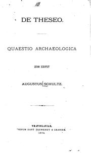 Cover of: De Theseo: quaestio archaeologico by 