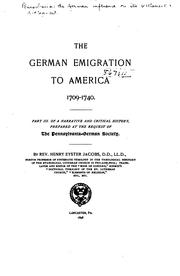 Cover of: Pennsylvania: The German Influence in Its Settlement and Development. A ...