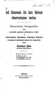 Cover of: Ad Ciceronis De fato librum observationes variae by 