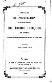 Cover of: Annuaire de l'Association pour l'encouragement des études grecques en France