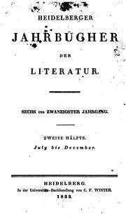 Cover of: Heidelbergische [afterw.] Heidelberger Jahrbücher der Literatur