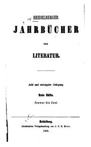 Cover of: Heidelberger Jahrbücher der Literatur