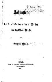 Cover of: Hohenstein; oder, das Lied von der Eiche im Deutschen reiche