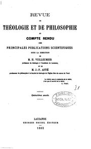 Cover of: Revue de théologie et de philosophie