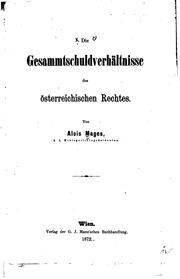 Cover of: Die Gesammtschuldverhältnisse des österreichischen Rechtes