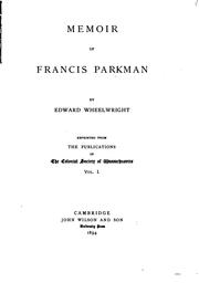 Cover of: Memoir of Francis Parkman by 