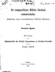 Cover of: De compositione Militis gloriosi commentatio: adiectae sunt emendationes Militis gloriosi ...