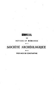 Cover of: Recueil des notices et mémoires de la Société archéologique de la province ...