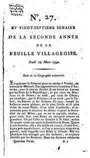 La Feuille villageoise: adressée, chaque semaine, a tous les villages de la France, pour les ... by No name