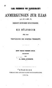 Cover of: Anmerkungen zur Ilias(buch I, II, 1-483, III): Nebst einigen Excursen by 