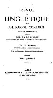 Cover of: Revue de linguistique et de philologie comparée