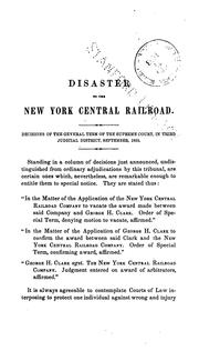 Cover of: Disaster to the New York Central Railroad