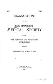 Cover of: Transactions of the New Hampshire Medical Society ...