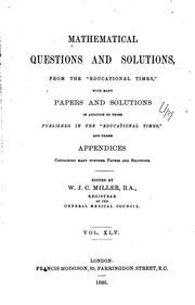 Cover of: Mathematical Questions and Solutions