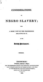Cover of: Considerations on Negro Slavery