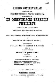 Cover of: De corinthiacis tabellis fictilibus ... by 
