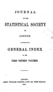 Cover of: Journal of the Statistical Society of London