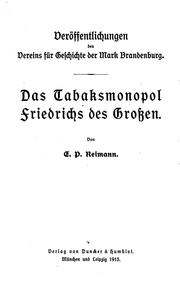 Cover of: Das Tabaksmonopol Friedrichs des grossen by 