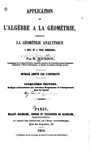 Cover of: Application de l'algèbre à la géometrie by 