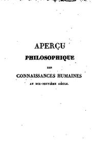 Cover of: Aperçu Philosophique Des Connaissances Humaines Au Dix-neuvième Siècle | 