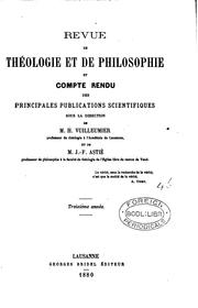Cover of: Revue de théologie et de philosophie
