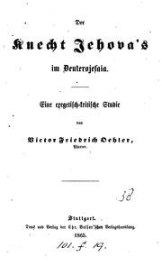 Der Knecht Jehova's im Deuterojesaia by Victor Friedrich Oehler