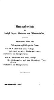 Cover of: Sitzungsberichte der philosophisch-philologischen und historischen Classe der K.b. Akademie der ...