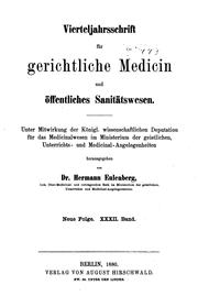 Cover of: Vierteljahrsschrift für gerichtliche Medizin und öffentliches Sanitätswesen by 