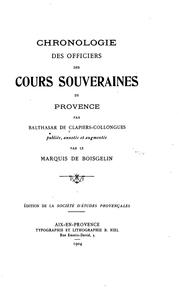 Cover of: Chronologie des officiers des cours souveraines de Provence