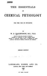 Cover of: The Essentials of chemical physiology for the use of students