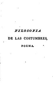 Cover of: Filosofía de las costumbres, poema