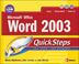 Cover of: Microsoft Office Word 2003 QuickSteps (Quicksteps)