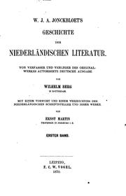 Cover of: W.J.A. Jonckbloet's Geschichte der niederländischen Literatur