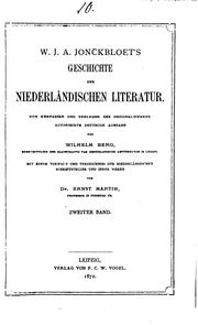 Cover of: W.J.A. Jonckbloet's Geschichte der niederländischen Literatur. Autorisirte deutsche Ausg. von ... by 