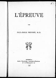 Cover of: L' épreuve
