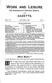 Cover of: Work and Leisure, the Englishwoman's Advertiser, Reporter and Gazette: Being ...