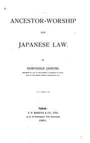 Cover of: Ancestor-worship and Japanese Law by 