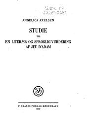 Cover of: Studie til en literaer og sproglig vurdering af jeu d'Adam