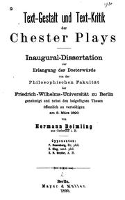 Cover of: Text-gestalt und Text-kritik der Chester plays
