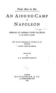 Cover of: An Aide-de-camp of Napoléon: Memoirs of General Count de Ségur by 