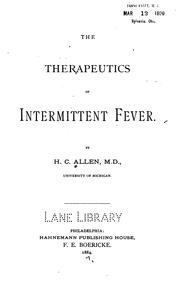 The Therapeutics of intermittent fever by Henry Clay Allen