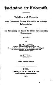 Cover of: Taschenbuch der Mathematik. Tabellen und Formeln zum gebrauche für den ...