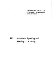 Cover of: Automatic Speaking and Writing: A Study