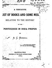 Cover of: A Tentative List of Books and Some Mss. Relating to the History of the Portuguese in India Proper