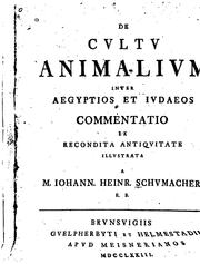 Cover of: De cultu animalium inter Aegyptios et Judaeos