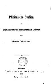 Cover of: Plinianische Studien zur geographischen und kunsthistorischen Literatur